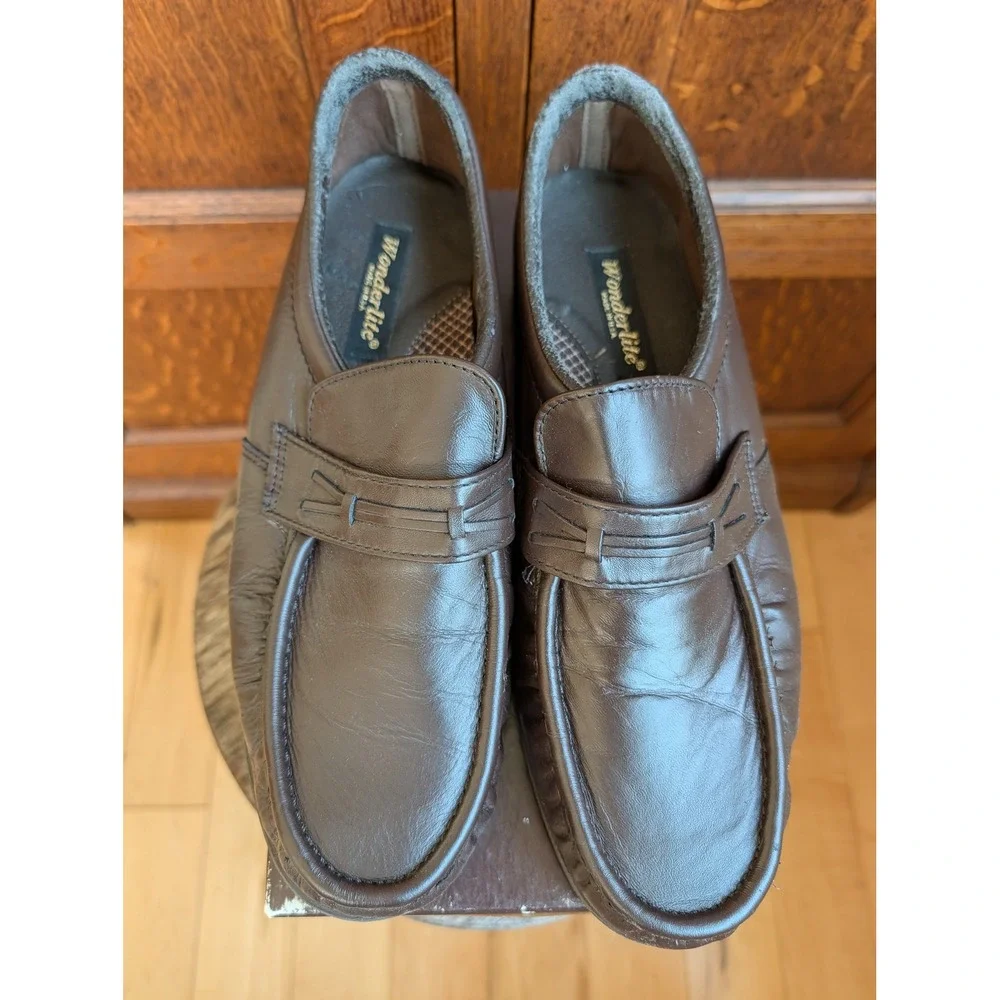 Vintage Wonderlite Sears Mens Brown Loafers Slip On Shoes 11 3E Wide 77392